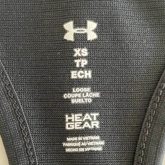 Under Armour Athletic RB Loose Heat Gear Ribbed Running Top Black Blue Org Sz XS - Picture 7 of 9